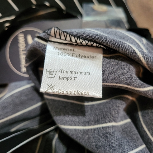 IWOLLENCE Women's Black and White Pinstripe Wideleg Overall Jumpsuit Size M - Picture 9 of 9